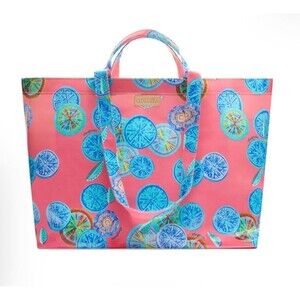 Consuela Grab N Go Basic Jumbo Tote Bag Multicolor Pink Lemon Slices Print